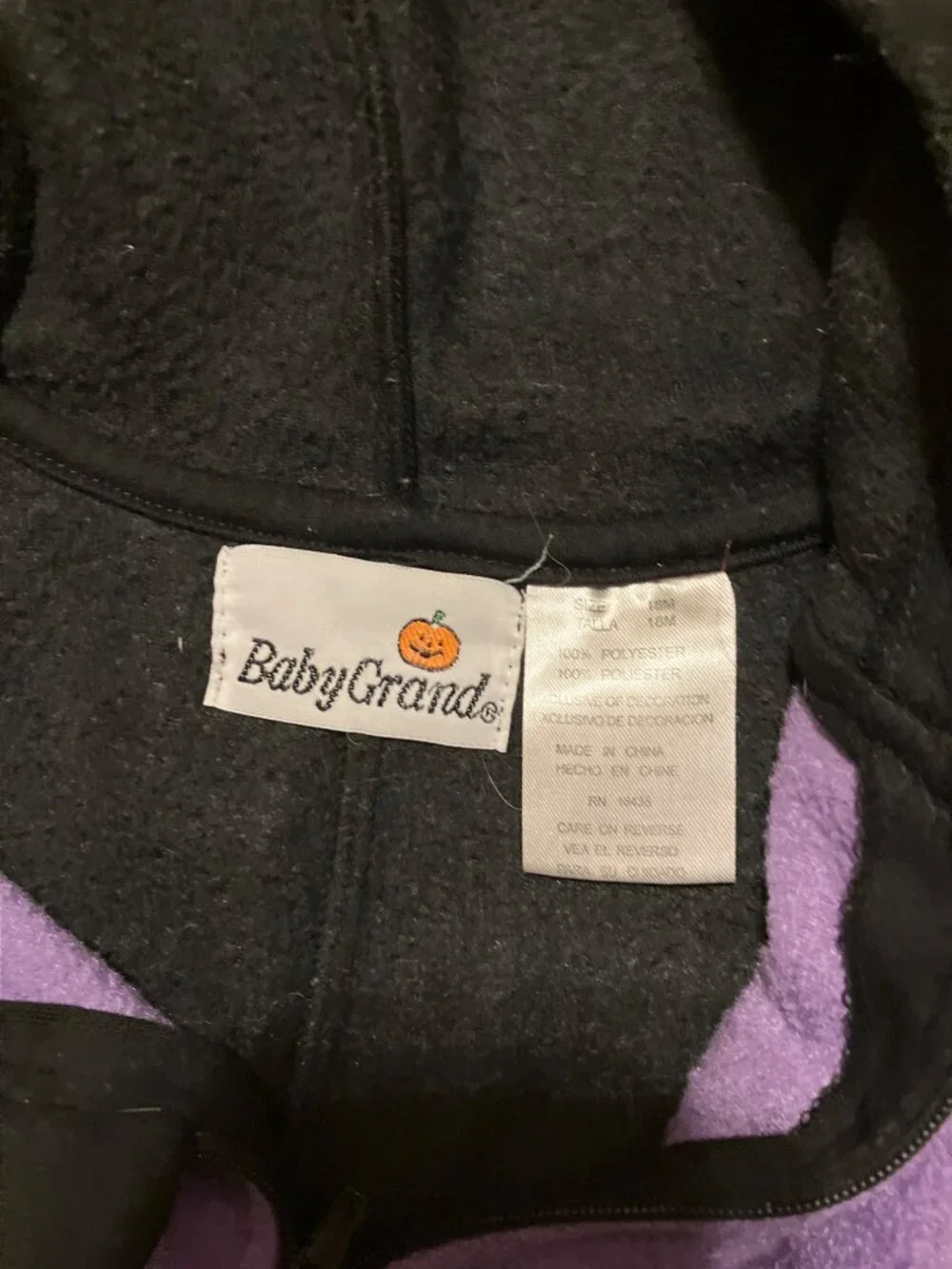 Baby Grand Black Purple Bat Costume Infant Halloween Jumpsuit 18 months